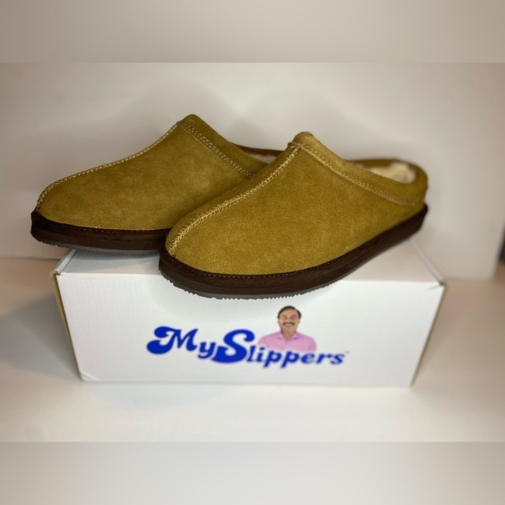 MySlippers Men's Slip-On Slippers, Size 8, Chestnut Brown, New in Original Box - Picture 16 of 16